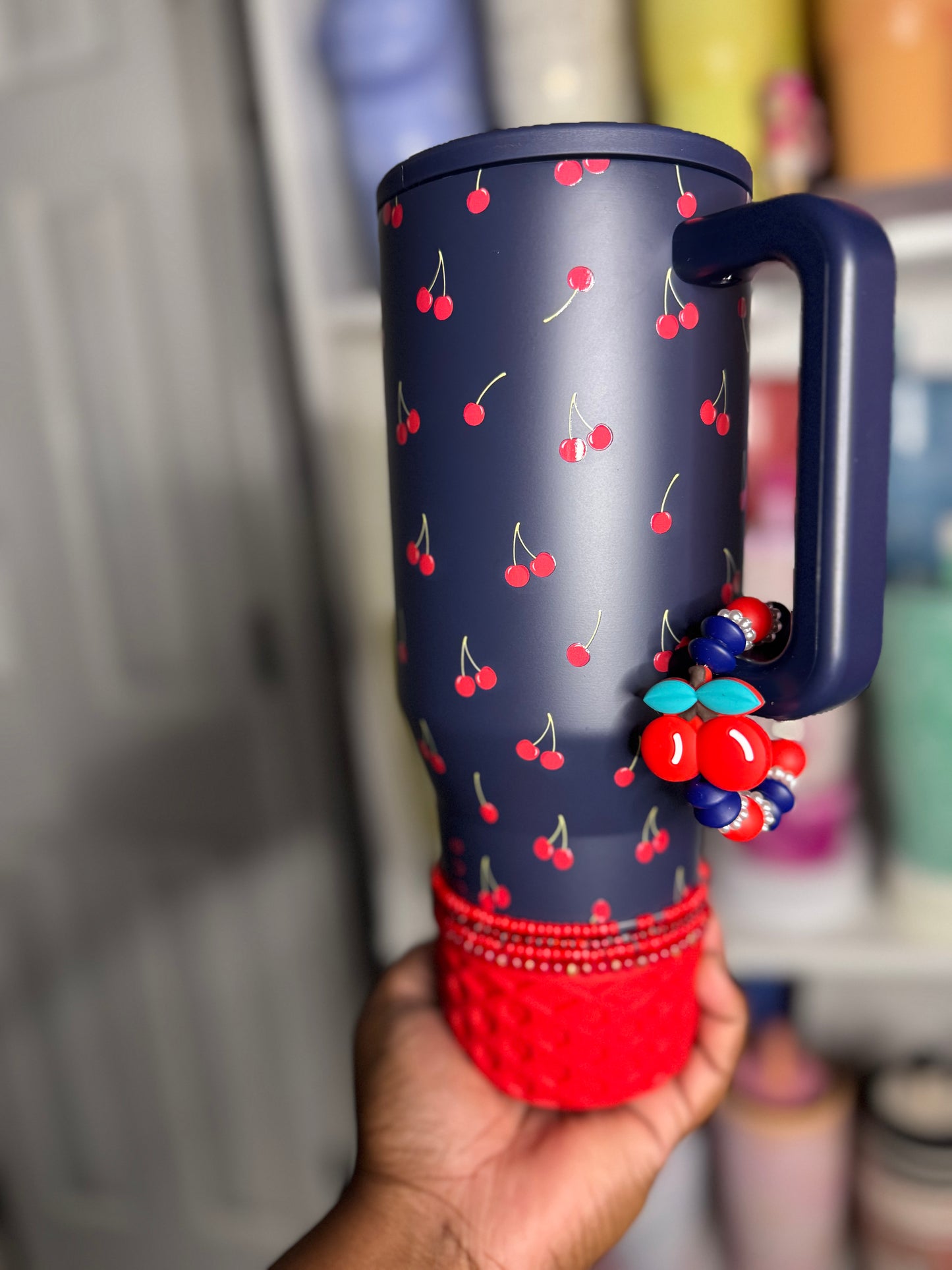 Midnight Cherries Handle Charm