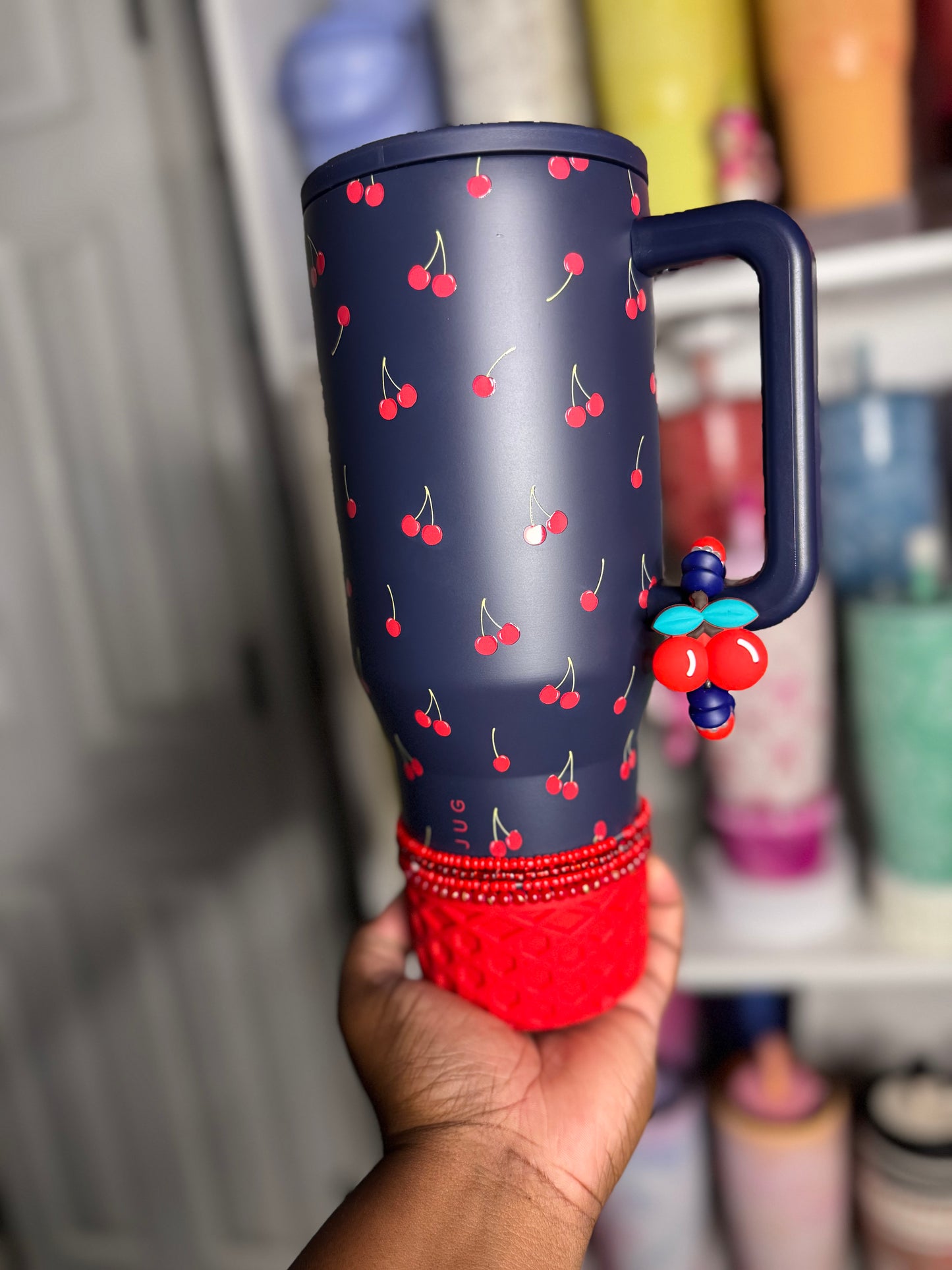 Midnight Cherries Handle Charm